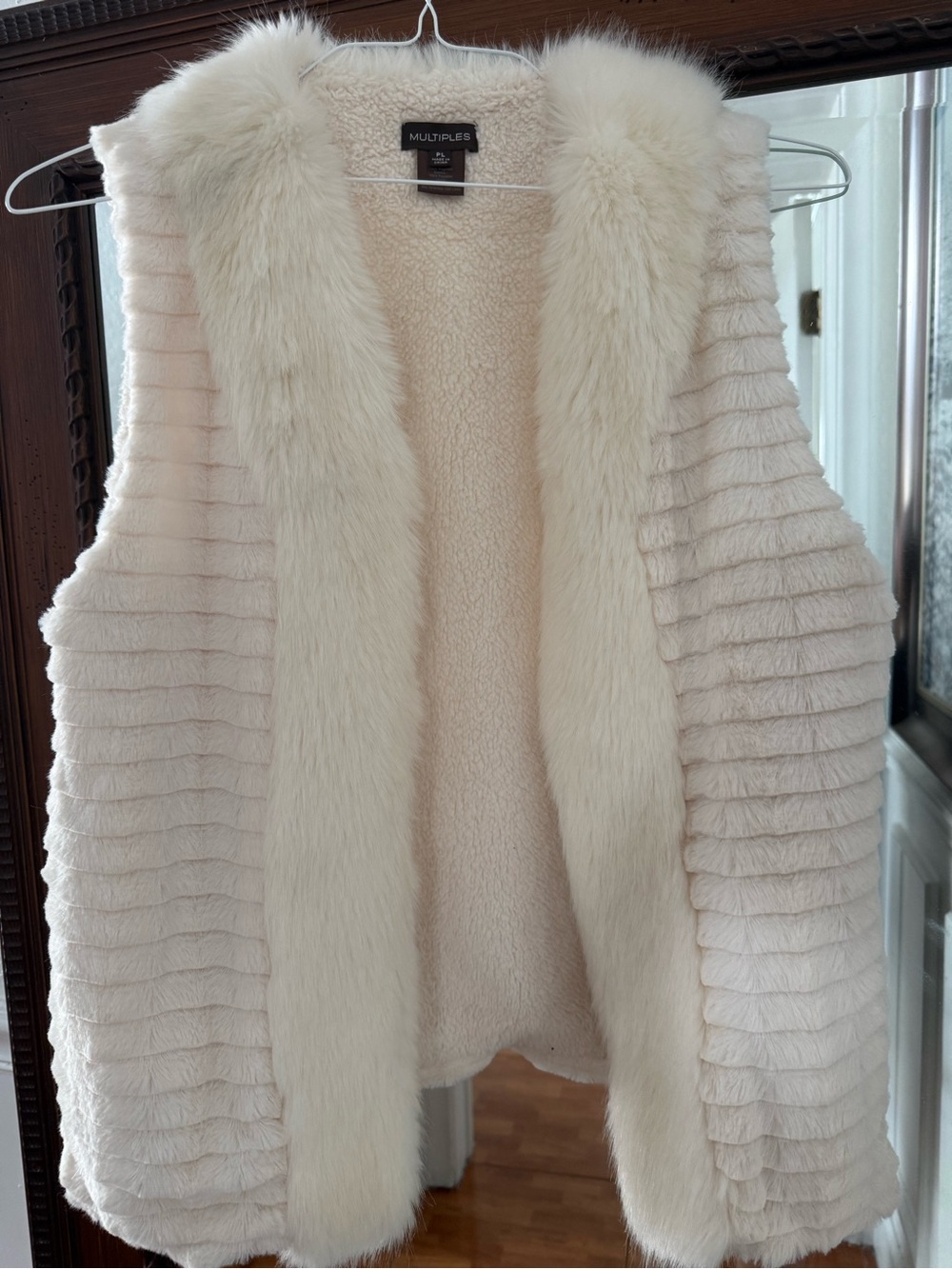 Multiples Ivory Faux Fur Trim Vest